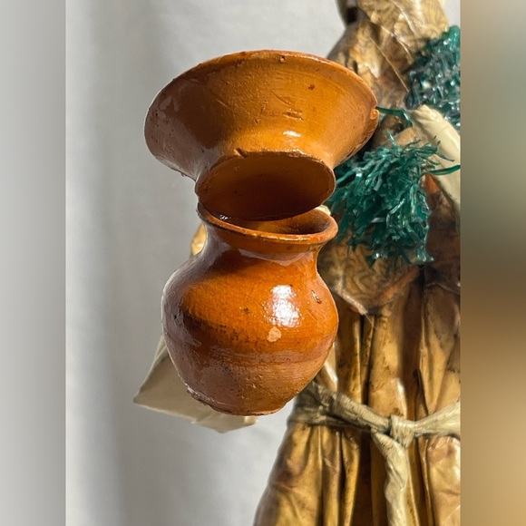 Handcrafted Artisan Figurine with Orange and Green Accents - Picture 7 of 14